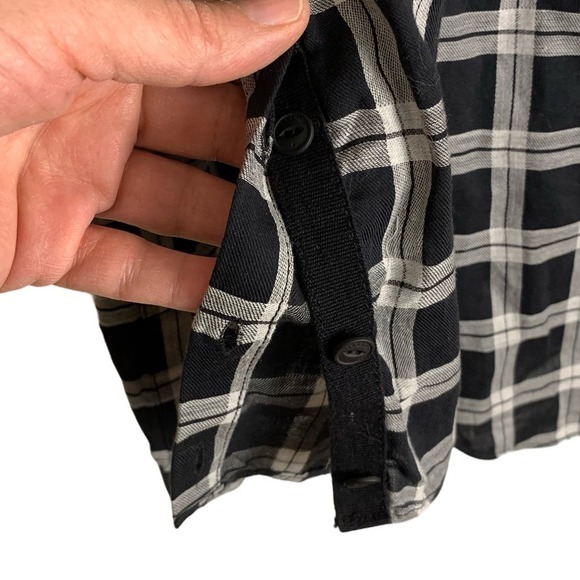 rag & bone JEAN Greta Off Shoulder Black White Plaid Top Size XS - Picture 7 of 11